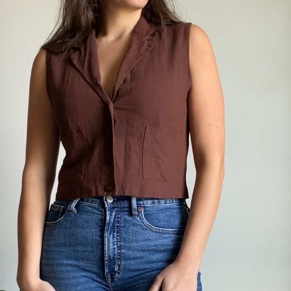 LIMITED Brown Linen Vest